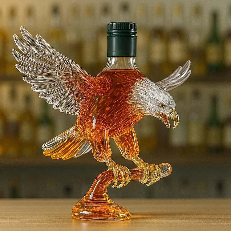 Szklana butelka na whisky w kształcie orła bielika