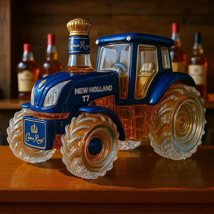 Klasyczna butelka whisky w kształcie ciągnika New Holland T7