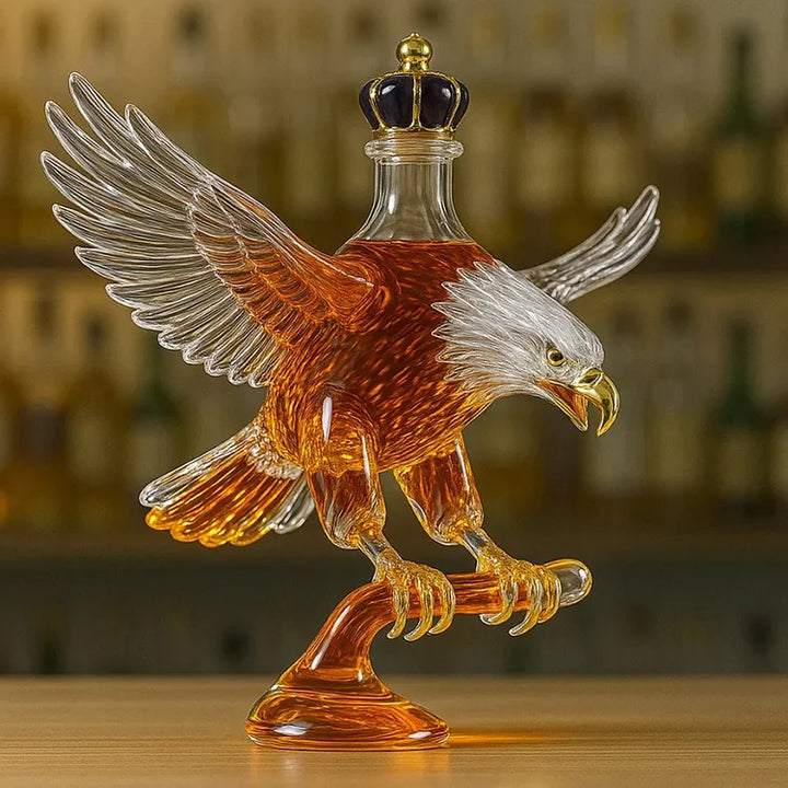 Szklana butelka na whisky w kształcie orła bielika