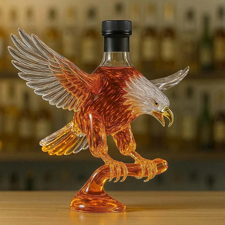 Szklana butelka na whisky w kształcie orła bielika