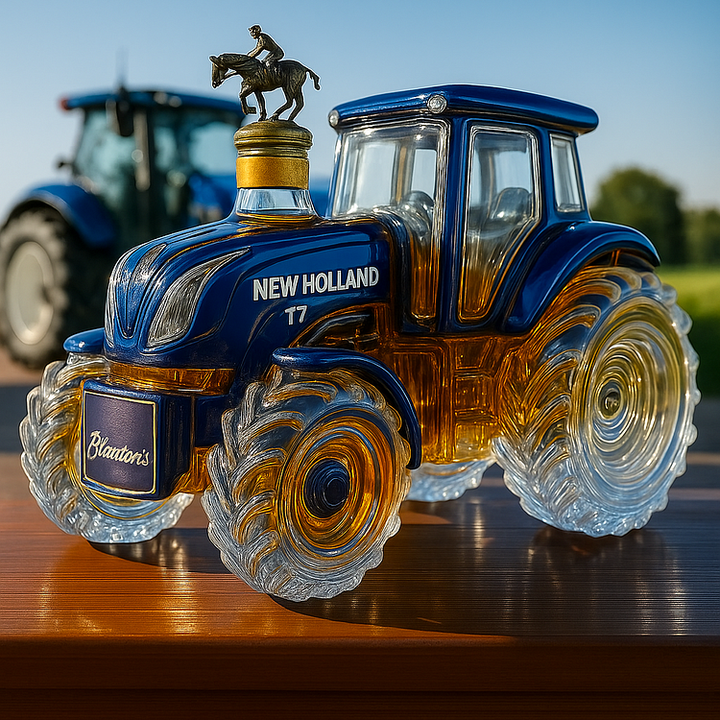 Klasyczna butelka whisky w kształcie ciągnika New Holland T7