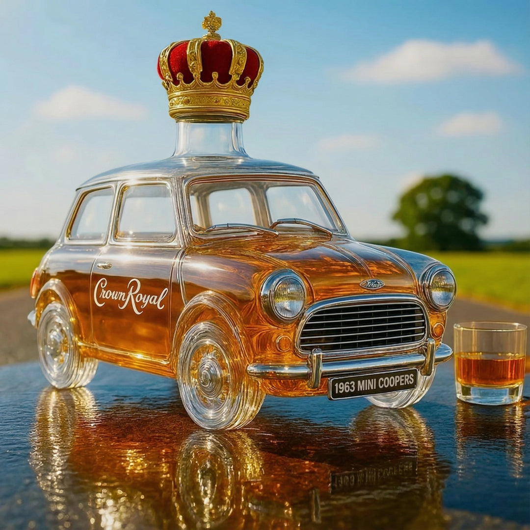 Retro butelka na whisky w kształcie samochodu Cooper
