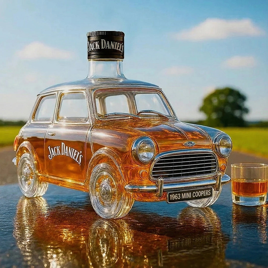 Retro butelka na whisky w kształcie samochodu Cooper