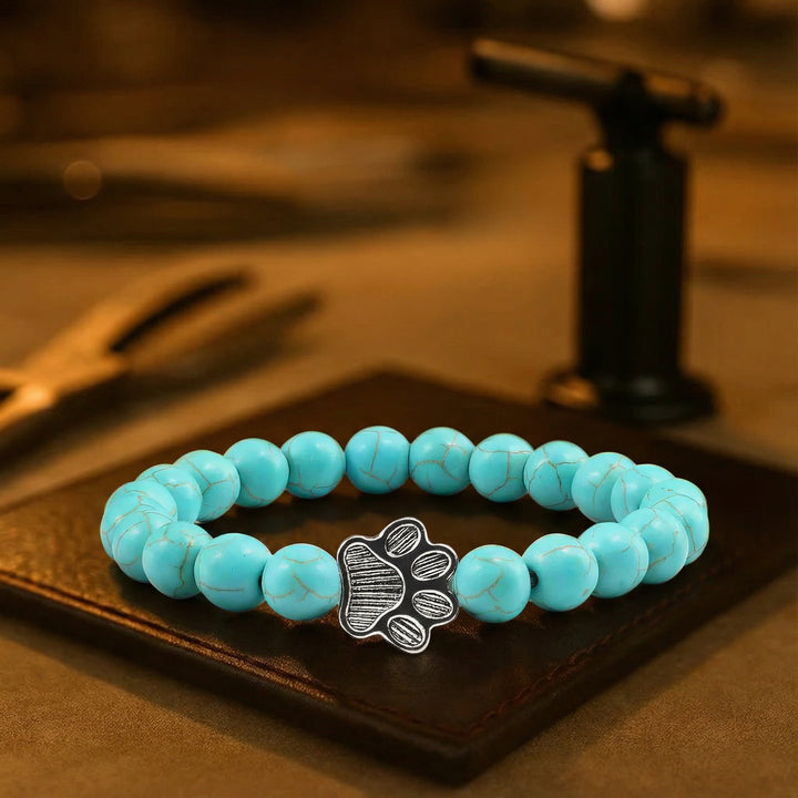 Naszyjnik z naturalnego kamienia z wisiorkiem w kształcie łapy – elastyczna bransoletka z koralików dla mężczyzn i kobiet